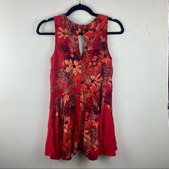 Free People Flowy Red Floral XS Tank Top - Picture 7 of 13